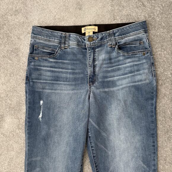 Democracy Jeans Womens 16 Blue Ab Technology Straight Leg Raw Hem Stretch Denim - Picture 2 of 11